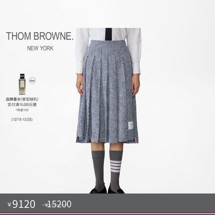 [六折优惠]THOM BROWNE女士秋冬格纹棉质粗花呢百褶半裙