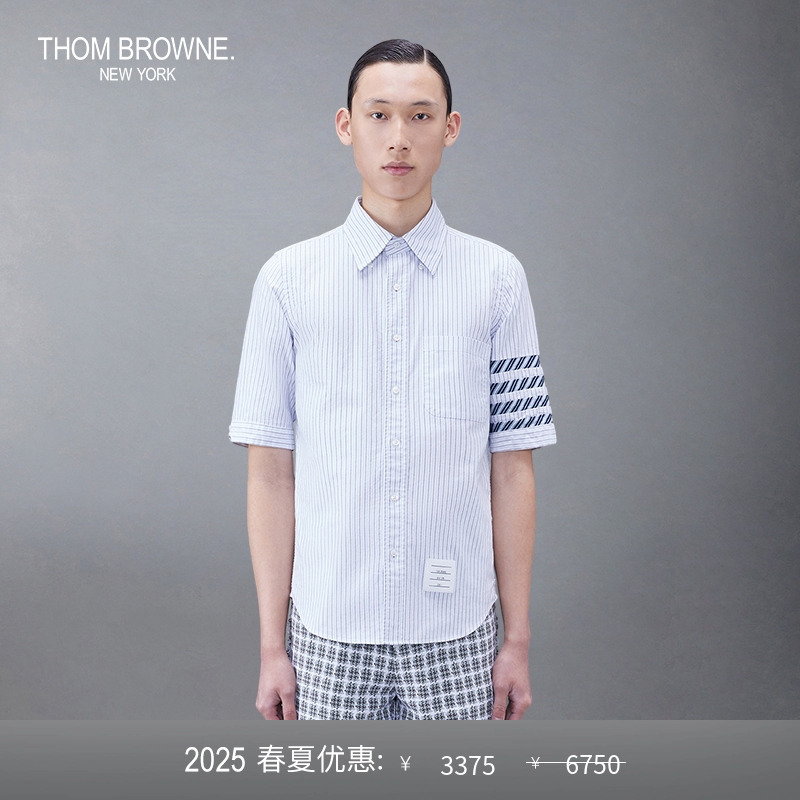 [即将下市]THOM BROWNE 男士四条纹短袖衬衫