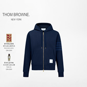 6期免息 经典 THOM BROWNE 男士 四条纹拉链连帽衫 卫衣