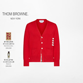 6期免息 明星同款 BROWNE 棉质四条纹 THOM 男士 领薄开衫