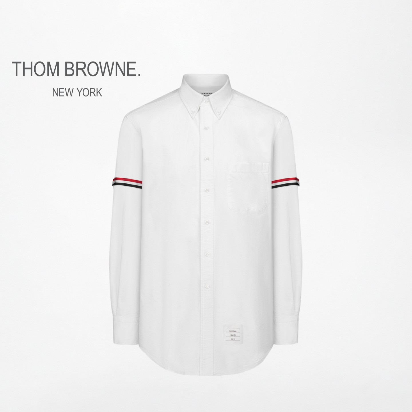 [6期免息]THOM BROWNE 男士红白蓝罗缎饰府绸棉质衬衫