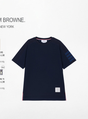 [6期免息]THOM BROWNE男士MILANO棉质四条纹 T 恤