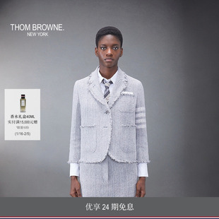 [24期免息]THOM BROWNE 女士四条纹斜纹粗花呢西服外套