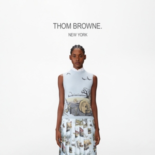 上衣 早秋新品 THOM BROWNE女士2025早秋风景嵌花针织无袖