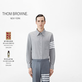 6期免息 经典 THOM BROWNE 男士 四条纹尖领长袖 青年布衬衫