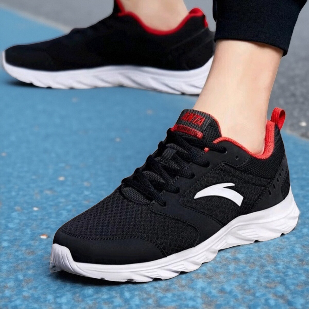 安踏男鞋运动鞋男2025夏季新款男款网面透气跑步鞋子中年男士网鞋