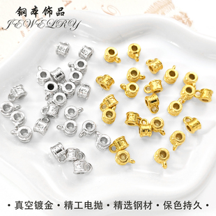 钢本饰品 精工不锈钢三通吊环真空镀18K隔珠diy皮绳红绳隔珠配件