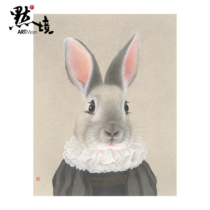 默境李娜亲笔签名版画礼物-兔公子限量99版兔子工笔可爱潮流挂画