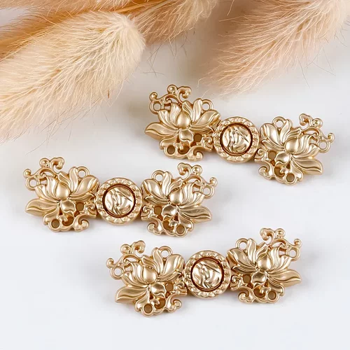 汉服子母扣旗袍金属盘扣比甲云肩莲花对扣明制宋制国潮唐装装饰扣