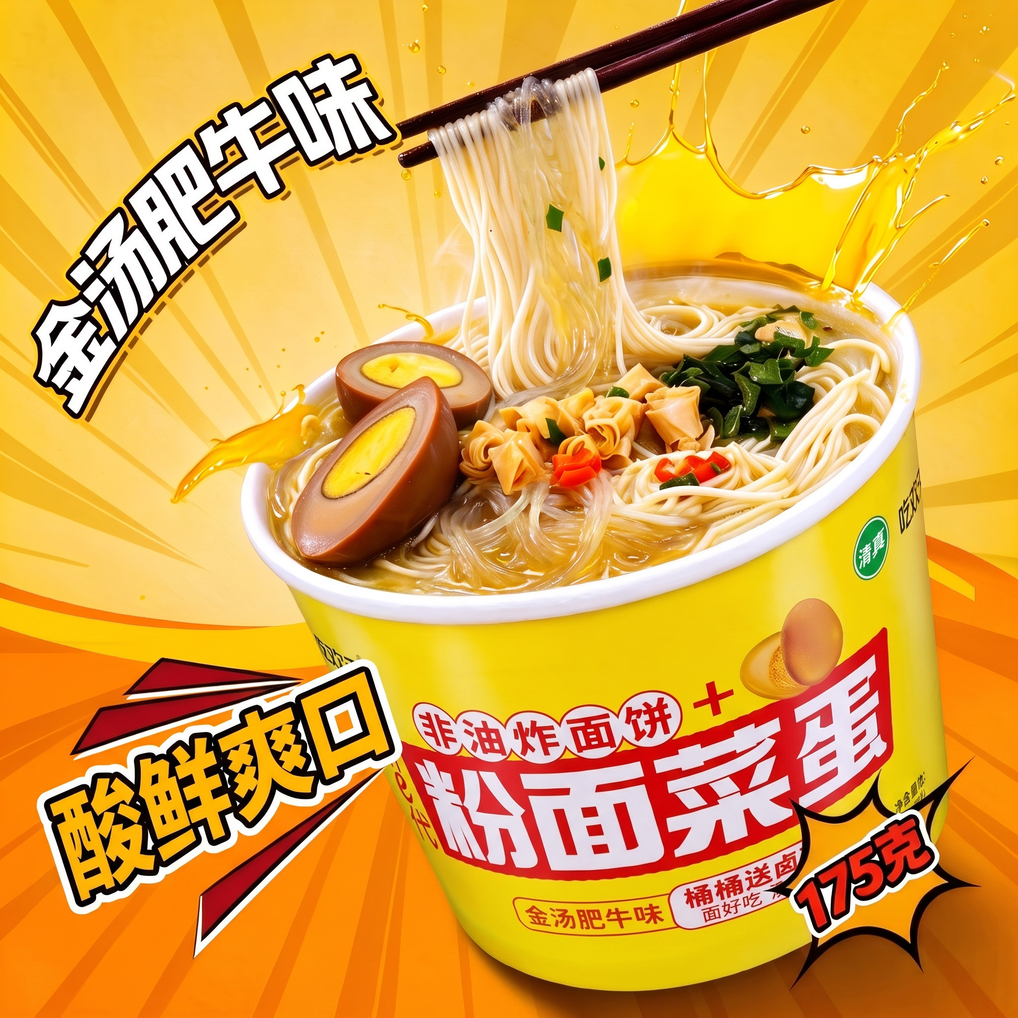 大桶粉面菜蛋金汤肥牛酸菜牛肉味速食泡面方便面酸辣粉掌柜推荐