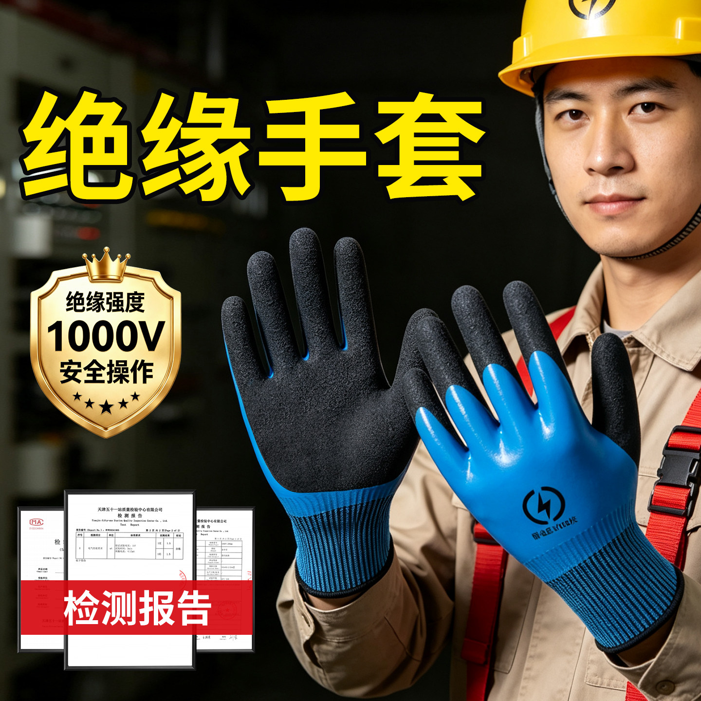 绝缘手套电工专用低压380v防触电1000V双面绝缘高压带电作业维修