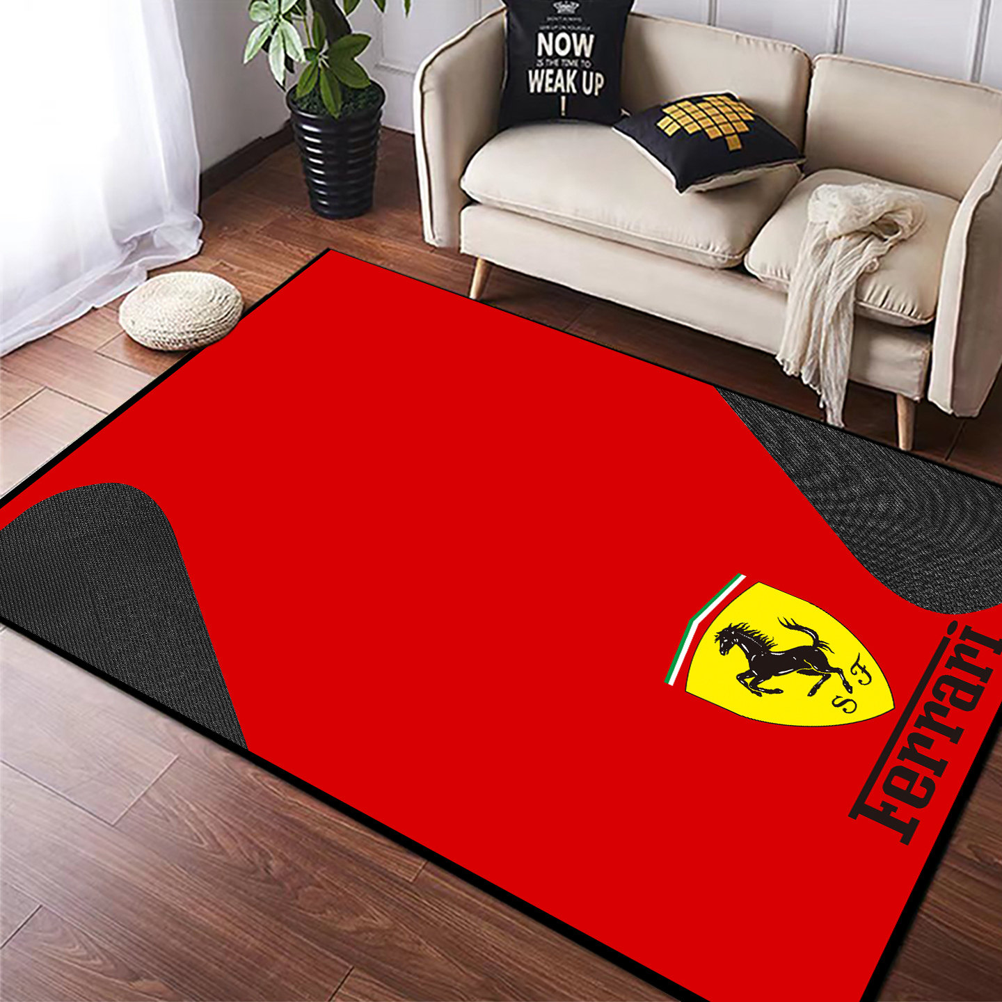 赛车模拟器座椅支架专用防滑地毯卧室F1车队电竞房客厅圈绒地垫子