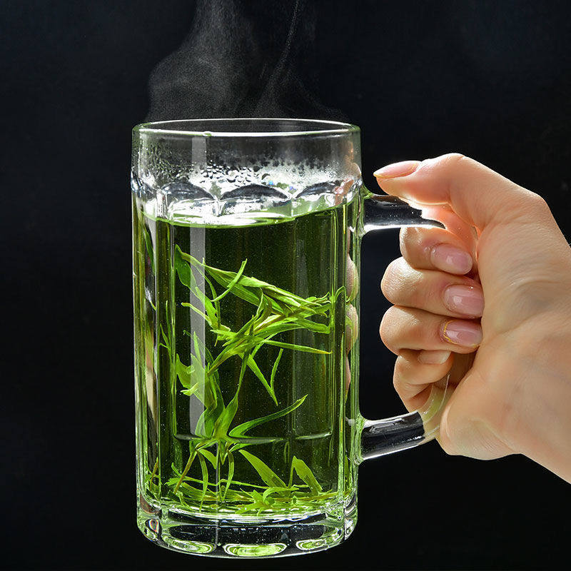 带把玻璃杯茶楼耐热泡茶杯家用啤酒扎啤玻璃杯加厚大容量玻璃茶杯