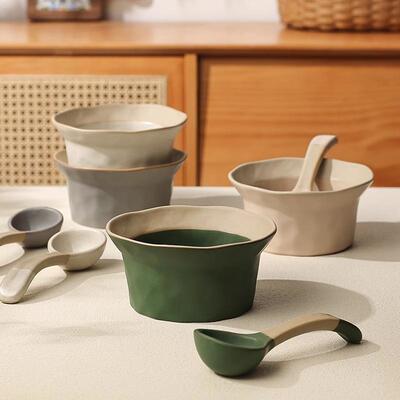 复古草帽碗H1582粗品陶沙日式吃饭碗陶瓷家用拉碗勺米饭碗麦甜酸