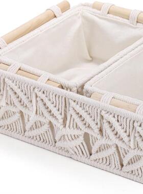亚马逊款傲月编棉爆纳绳手工织收盒 桌面收纳盒杂物收纳筐套装置