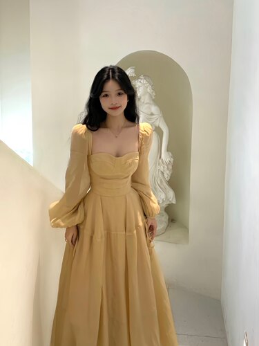 一罐杏仁桃【焦糖奶茶】法式复古公主温柔风连衣裙超仙大摆长裙