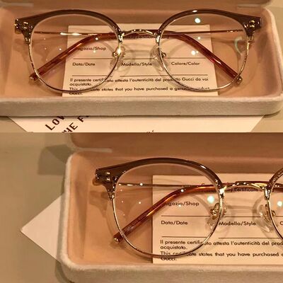 中古冷茶金近视眼镜女高颜值椭圆半框眼镜防蓝光素颜护目眼睛框架