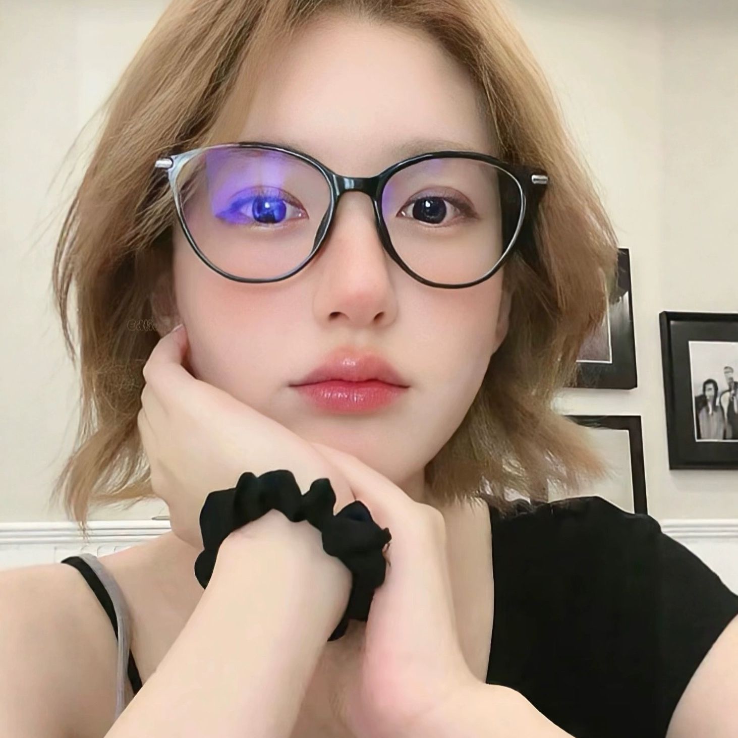 TR90猫眼黑框近视眼镜赵露思同款女可配有度数素颜出行神器平光镜