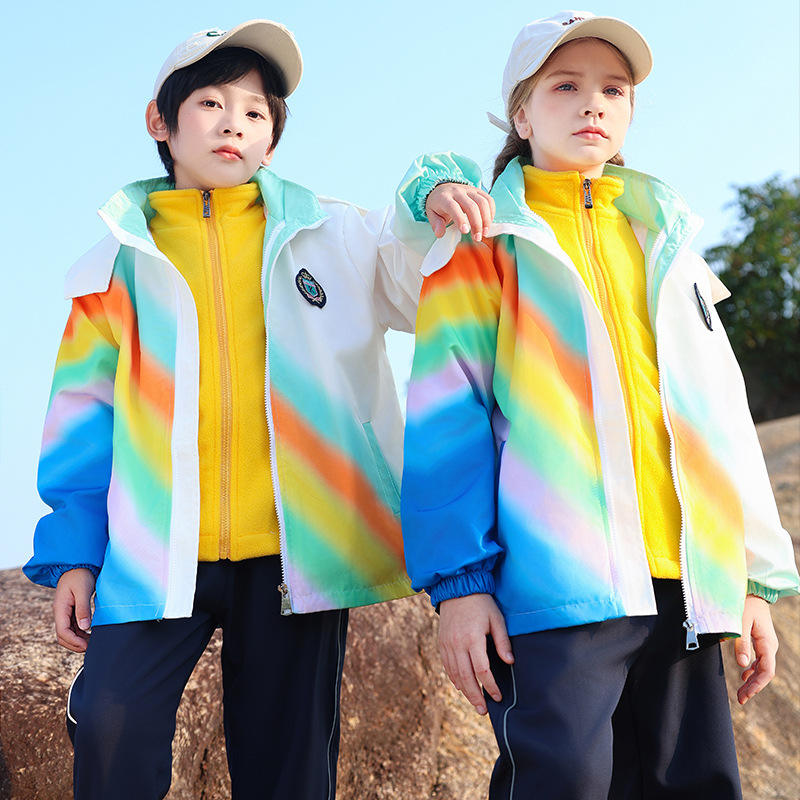 新款春秋幼儿园园服学院风班服中小学生校服套装儿童冲锋衣运动会