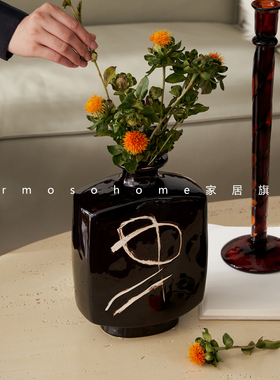 Hermoso艺术现代风陶瓷花瓶客厅设计感家居桌面装饰轻奢摆件