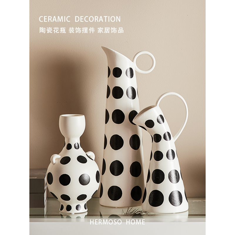 hermoso陶瓷波点花瓶摆件客厅