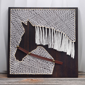 马到功成钉子绕线画减压手工DIY材料包儿童创意礼物3D纱线画装 饰