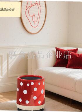 Cegier高颜值ins风奶油垃圾桶家用客厅卧室宿舍小可Y移动滚轮 秒.