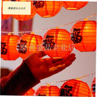 2026新款f春节福字纸小红灯笼串挂饰新年马年过年装饰阳台喜庆布.