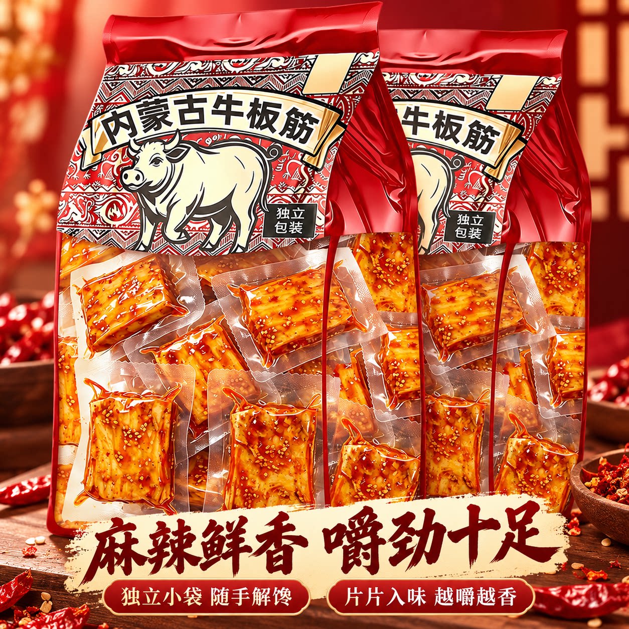 香辣牛板筋零食50袋片状云南特产