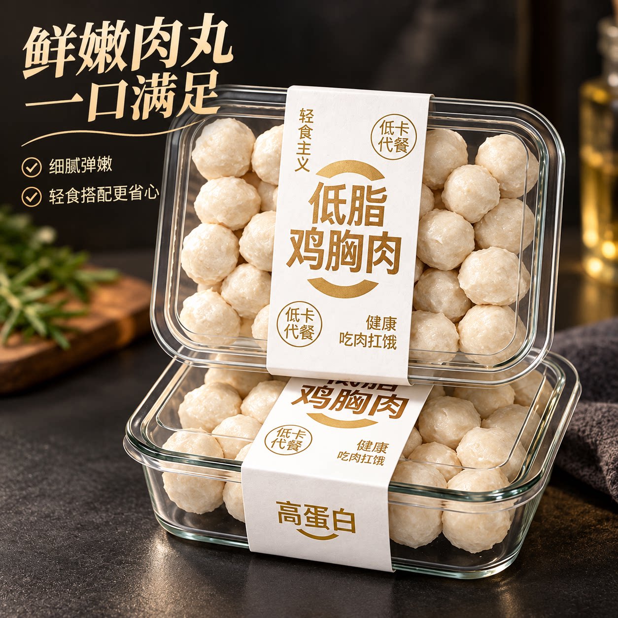 低脂鸡胸肉丸即食健身代餐解馋丸