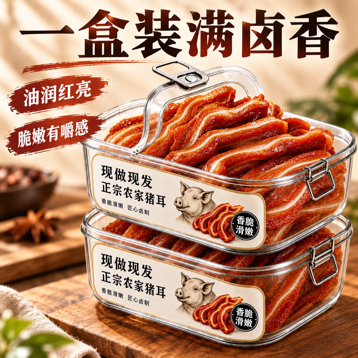 农家土猪耳朵真空冷冻开袋即食