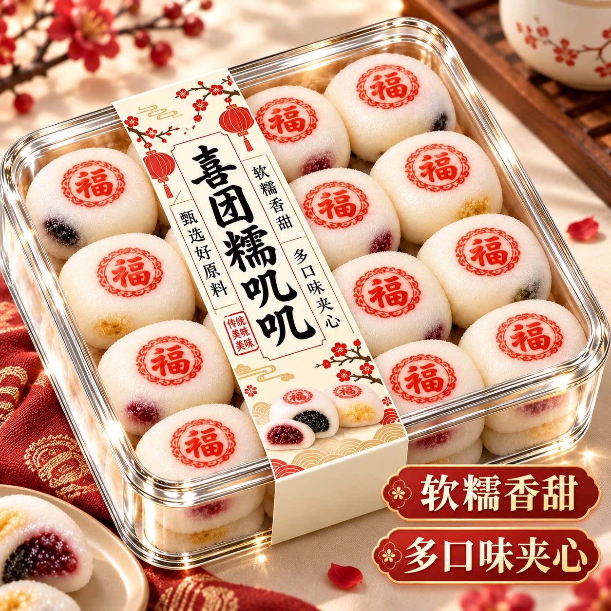 喜团糯叽叽米粿糯米团子甜品小吃