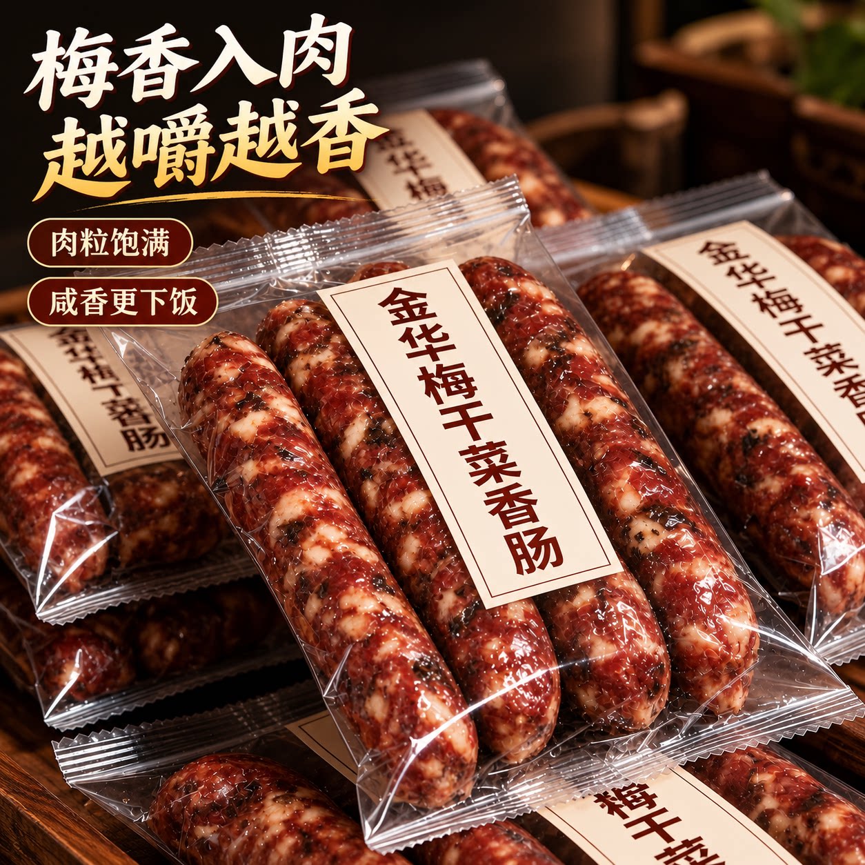 梅干菜香肠新鲜猪肉无淀粉腊肠广