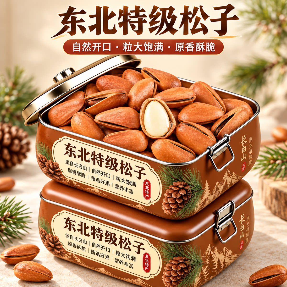 东北开口松子坚果新货原味大颗粒