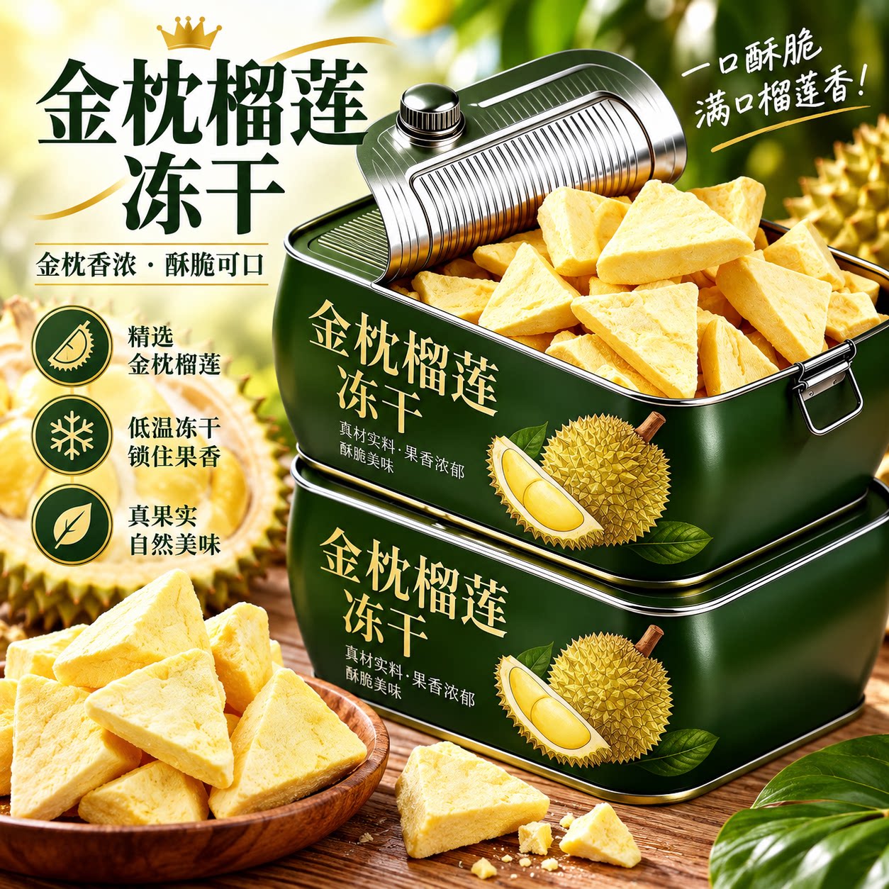 金枕榴莲冻干泰真空包装风味榴莲