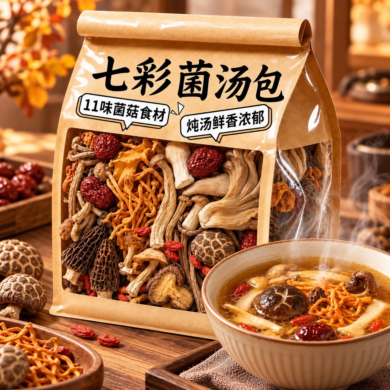菌汤包七彩菌菇汤料包煲汤食材
