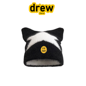 正品 笑脸可爱猫耳星星毛线套头帽女秋冬保暖毛绒包头帽