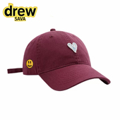 sava爱心棒球帽男女同款 Drew House 大头围软顶鸭舌帽可爱帽子