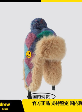 正品 Drew House 笑脸女秋冬季滑雪加绒防寒保暖毛线护耳雷锋帽