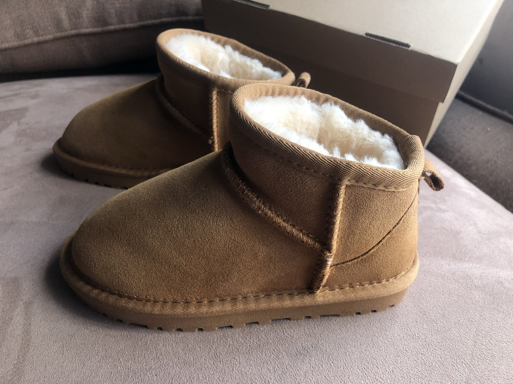 大厂代工 品质好儿童雪地靴新货牛皮厚绒25-40码