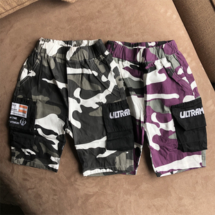 腰围瘦 炒鸡福利 160 130 水洗棉男宝帅气迷彩短裤