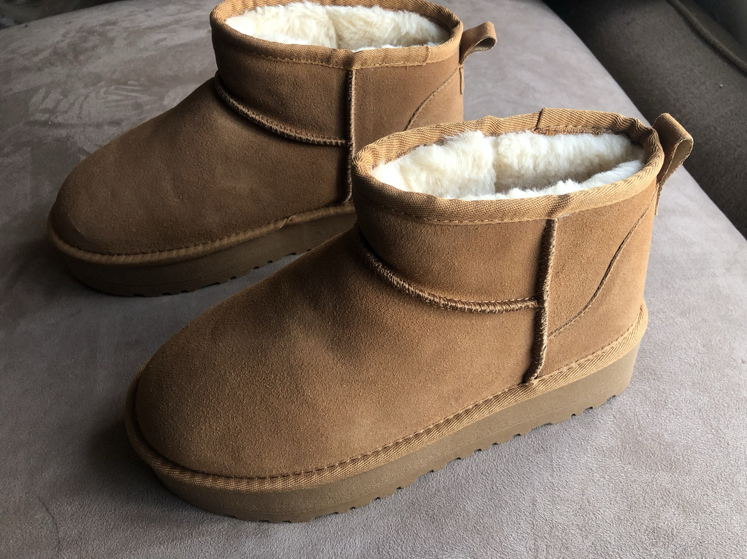 新货福利 成人大童周冬雨同款厚底牛皮雪地靴保暖