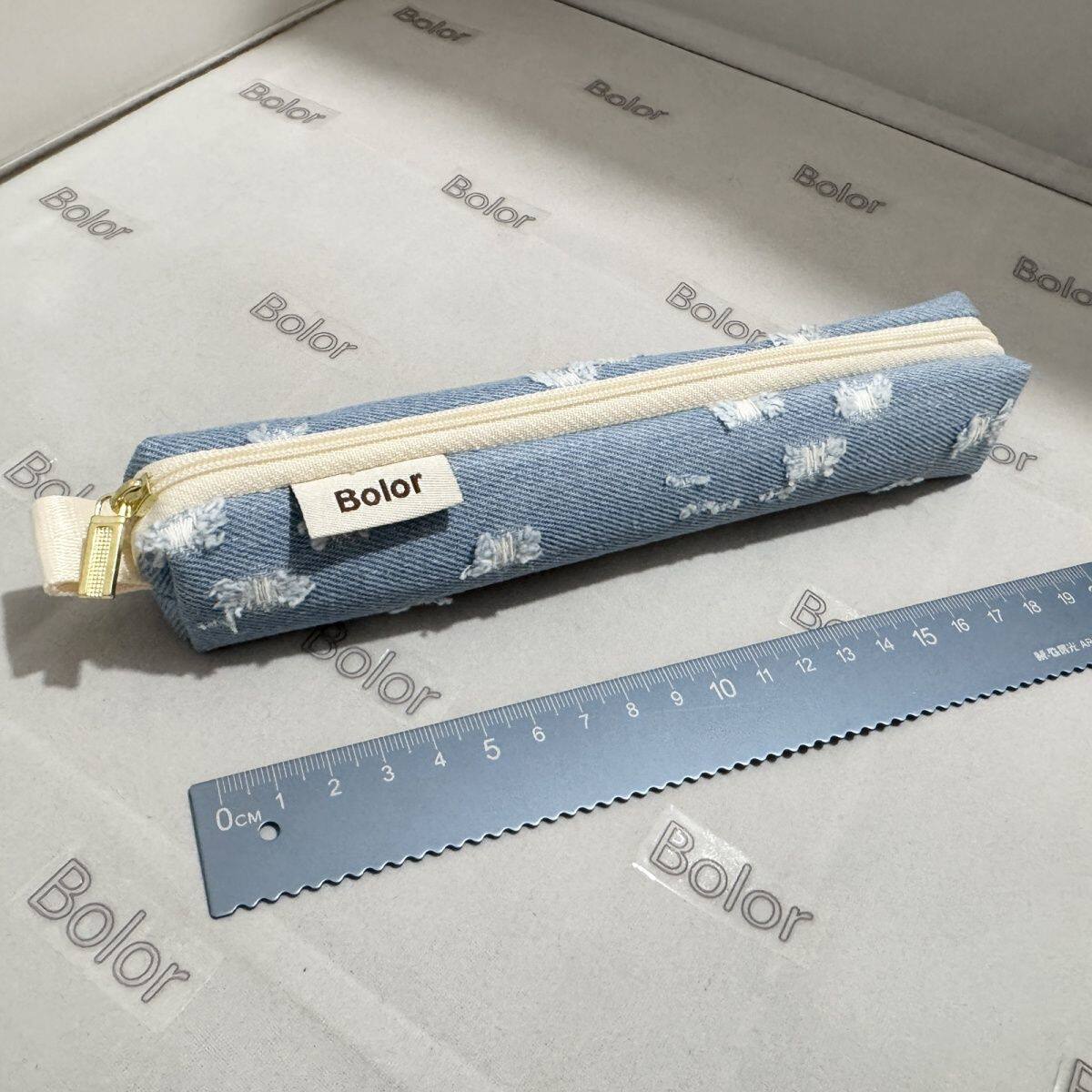【Bolor正品】蓝色破洞牛仔笔袋