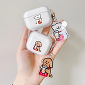 原创小众麦门线条小狗耳机保护套Airpods123p二代马尔济斯Maltese耳机套情侣款 软壳