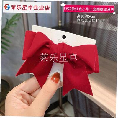 红色蝴蝶结头饰儿童发夹女w童发卡网红新款大号后脑勺夹子女孩发.