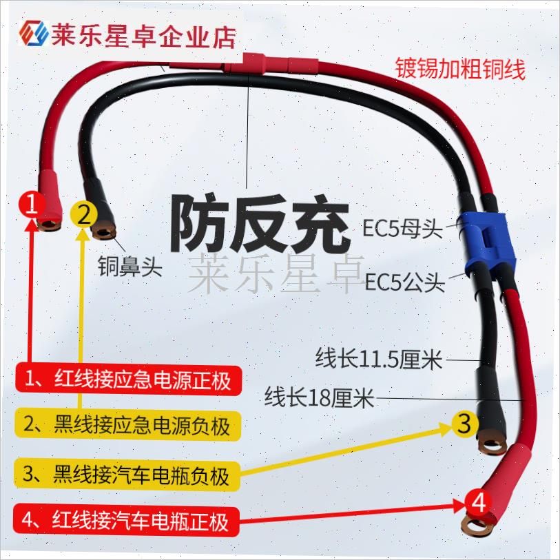 汽车机车应急启动器电源线移动充搭火线Hec5公母插头电瓶连接线.