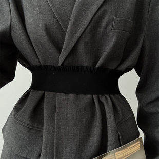 简约百搭松紧腰带女款配连衣裙子羽绒服外套收腰装饰休闲韩版腰封