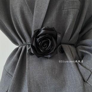 山茶花软皮绳细腰带女夏季配裙子衬衫花朵装饰百搭可调节长款腰绳