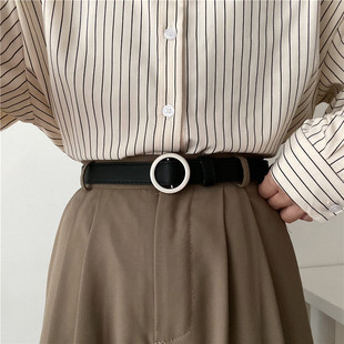 新款 ins风牛仔裤 时尚 带学生韩版 腰带细 免打孔裤 无孔皮带女士夏季