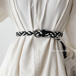 韩版编制简约腰带女款配牛仔裤新款设计感小众时尚百搭装饰皮带细